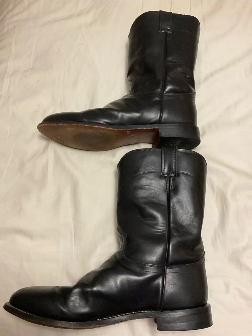 Justin Roper 3133 Boots Black Leather Western Boots 12 E3 Men’s